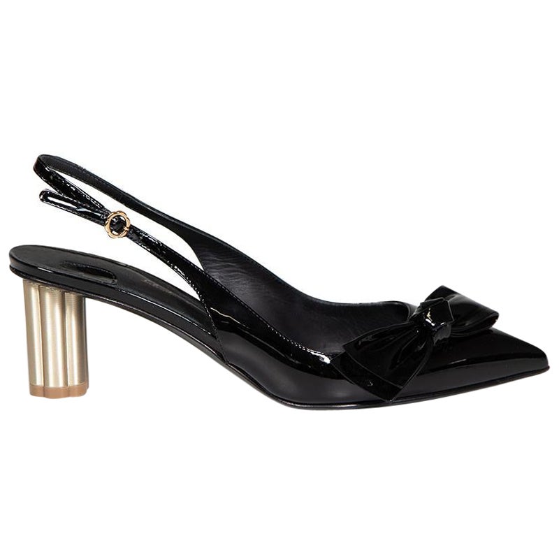 Salvatore Ferragamo Black Patent Bow Detail Heels Size US 6.5 For Sale