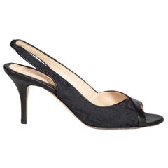 Fendi Noir FF Zucchino Slingback Sandals Size IT 38.5