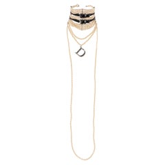 Christian Dior Massaï Halskette mit Perlen und schwarzem Leder, 2004