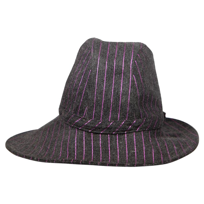 Philip Treacy Grey & Purple Striped Fedora For Sale