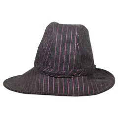 Philip Treacy Grey & Purple Striped Fedora