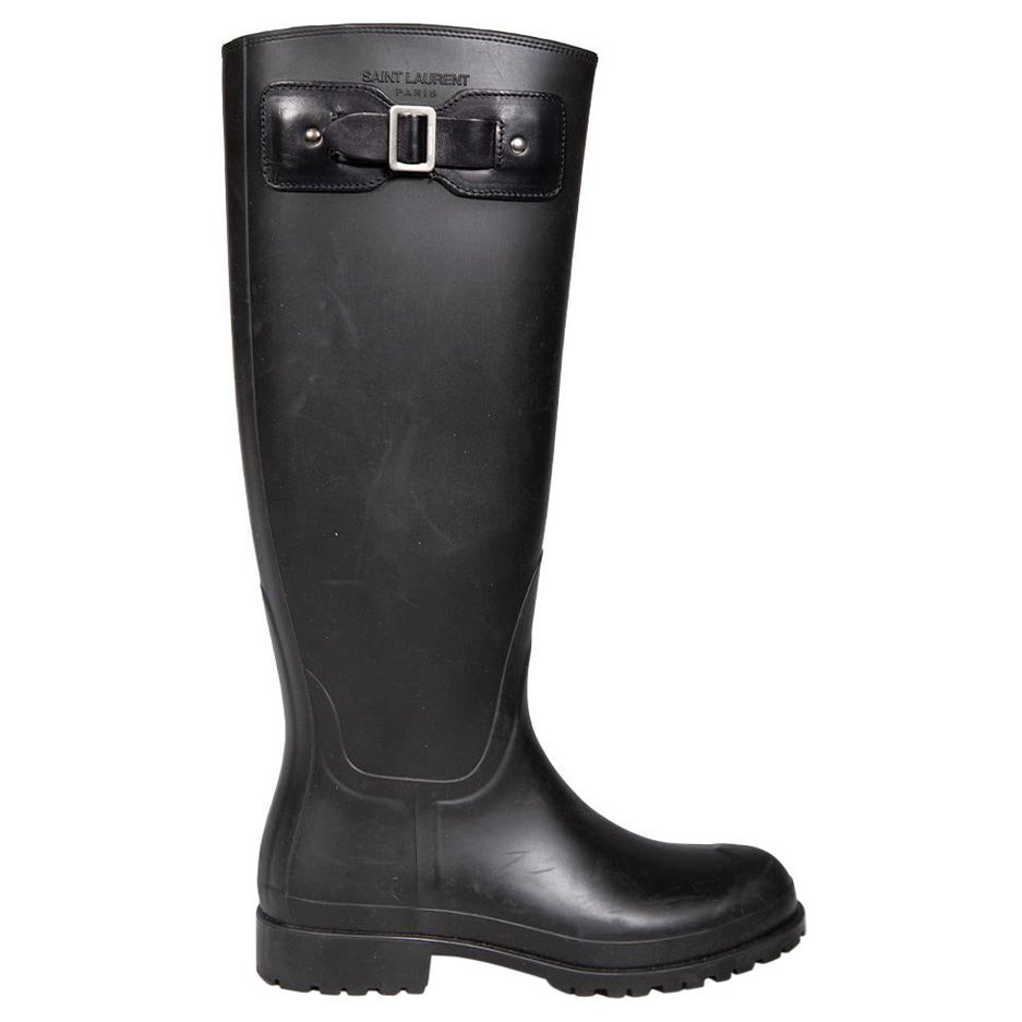Saint Laurent Black Wellington Rain Boots Size IT 36 For Sale
