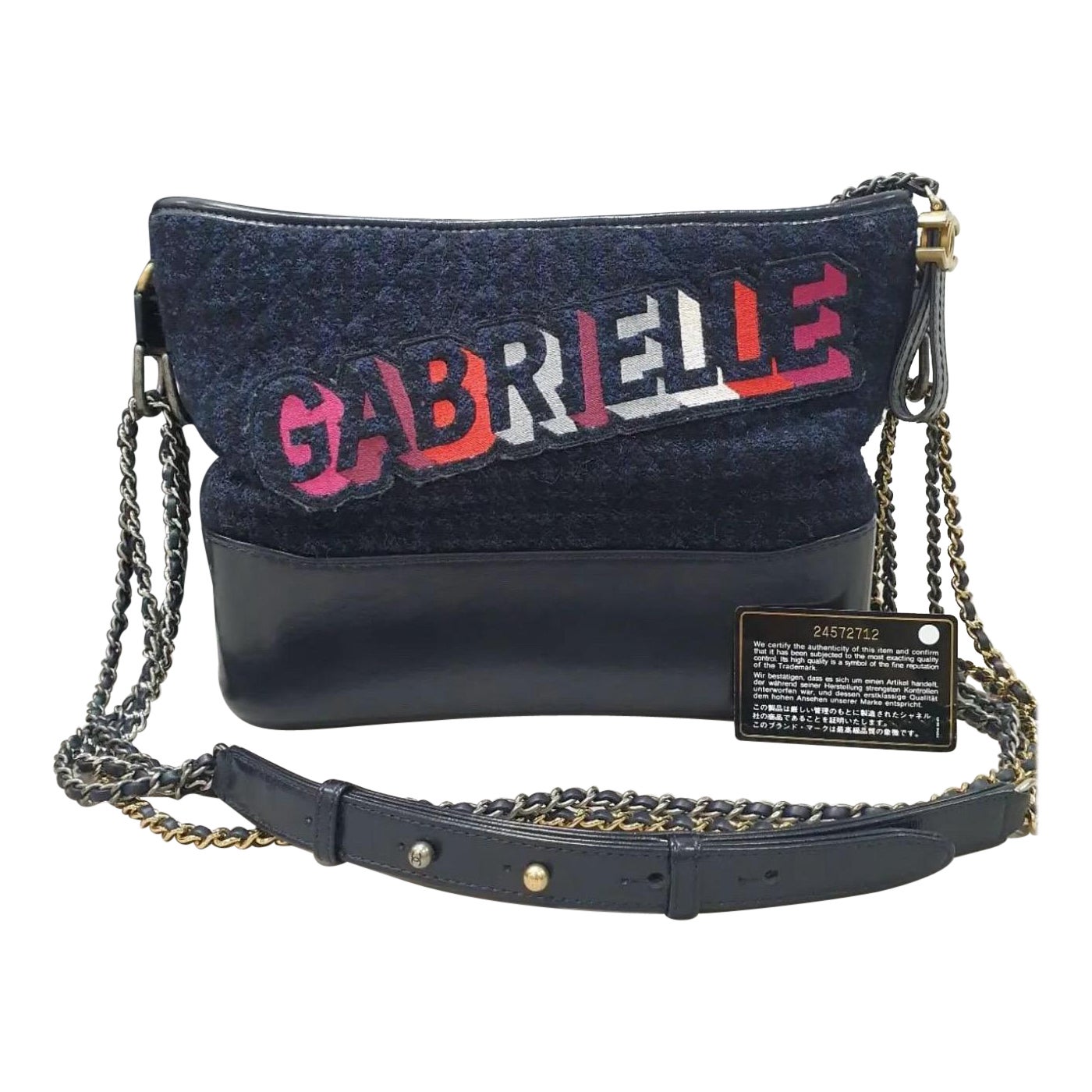 Chanel Navy Tweed Gabrielle Bag For Sale