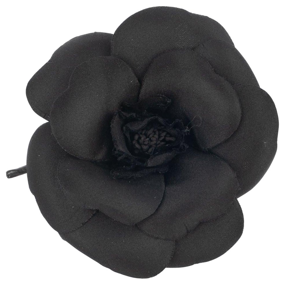 Chanel Black Camellia Brooch 