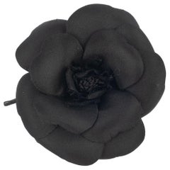 Retro Chanel Black Camellia Brooch 