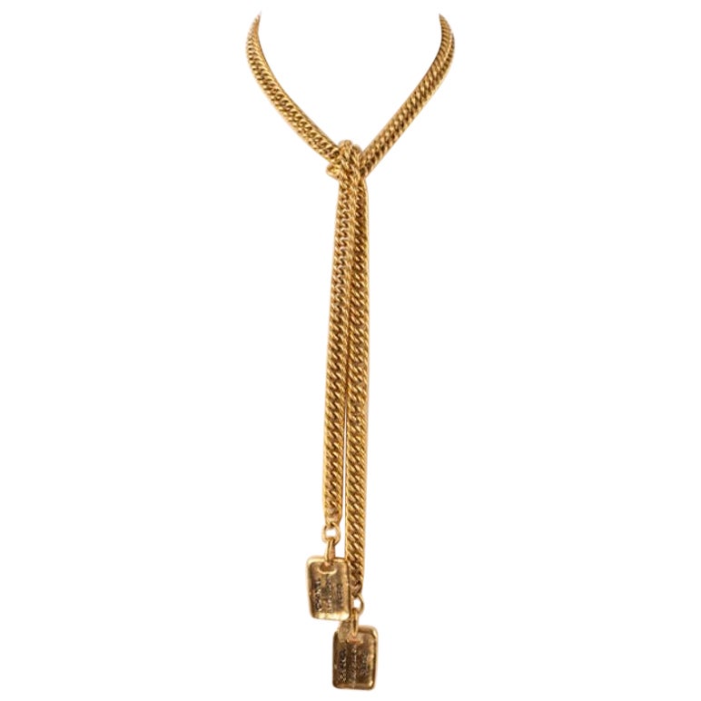 Chanel Goldene Metallkrawatte-Halskette, 1980er Jahre
