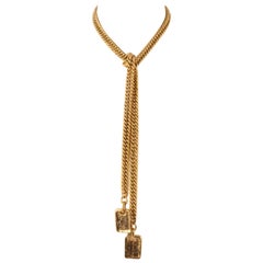 Vintage Chanel Golden Metal Tie Necklace, 1980s