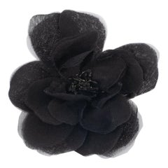 Chanel Black Camellia Brooch