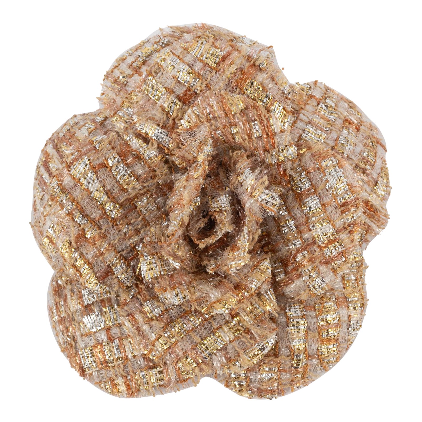 Chanel Tweed Camellia Brooch