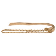 Chanel Cinturón de piel beige