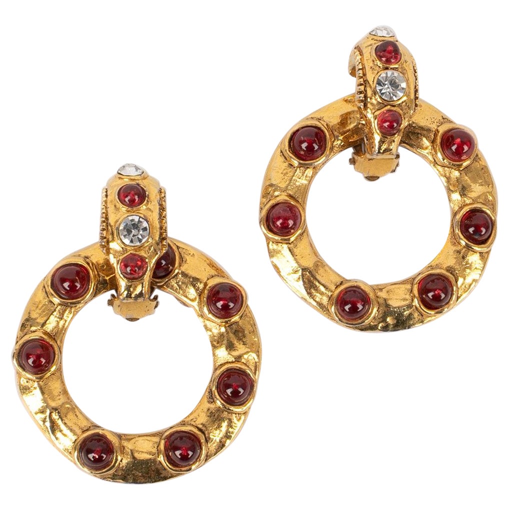 Chanel Byzantine-Style Golden Metal Earrings, 1980s For Sale