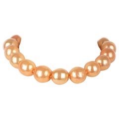 Used Chanel Short Necklace Big Orange Pearls, 2005