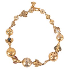 Used Dior Golden Metal Bee Necklace, 1990s