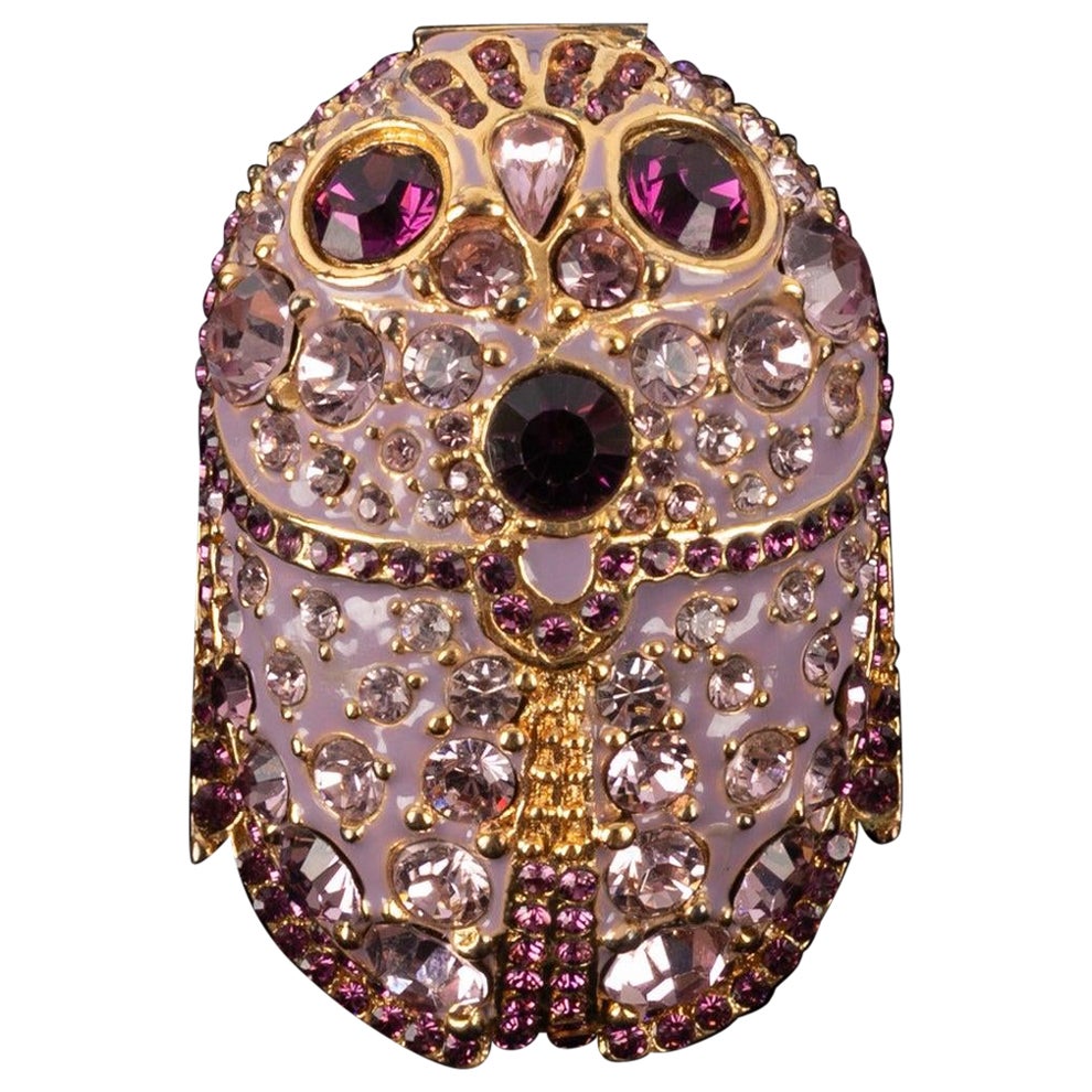 Christian Dior Ring Haute Couture with Purple Enamel and Rhinestones, 2004 For Sale
