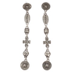 Chanel Engraved Silvery Metal Earrings, 1999