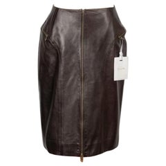 Dior  Brown Lamb Leather Skirt Closing with Zippers, 2000