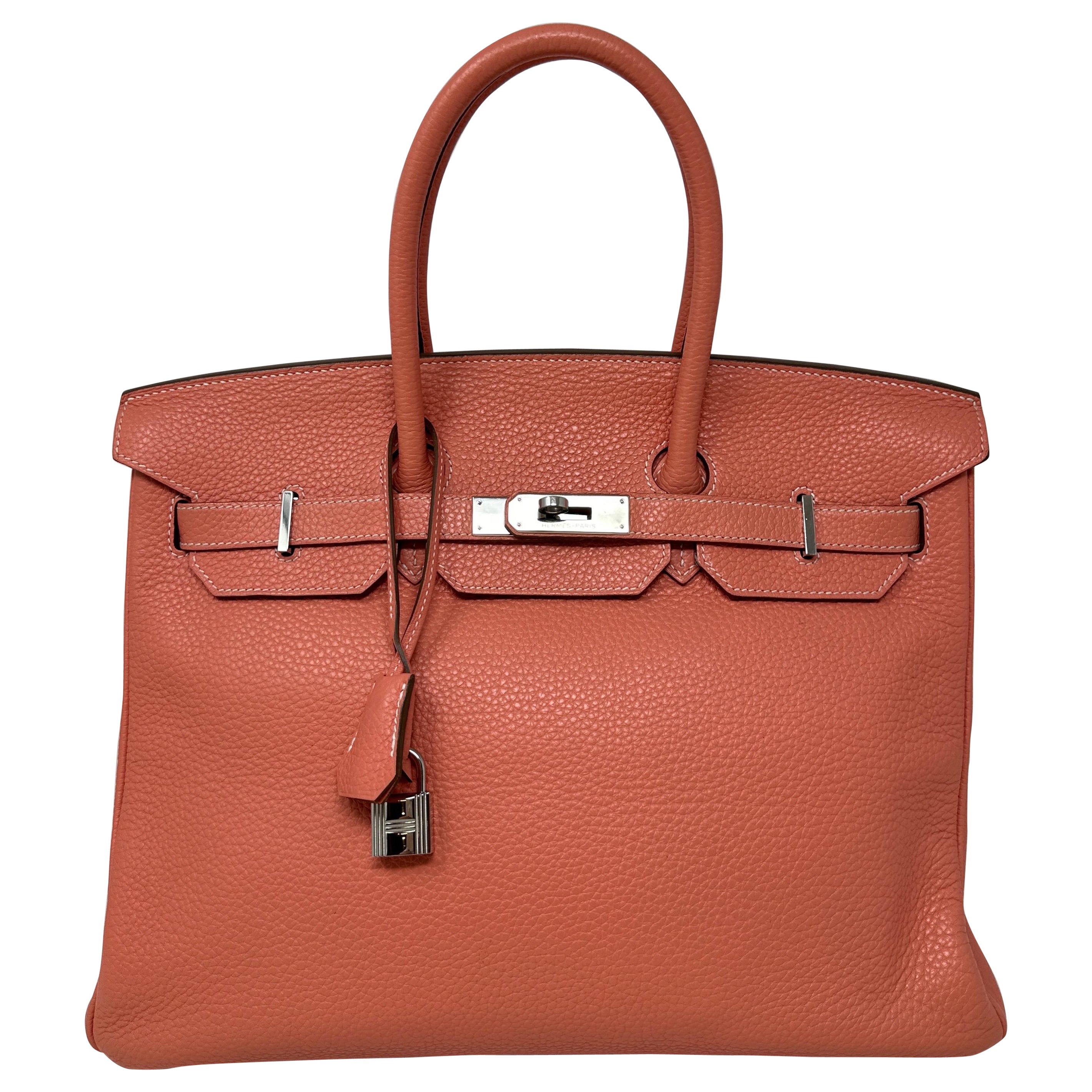 Hermes Pink Crevette Birkin 35 Bag  For Sale