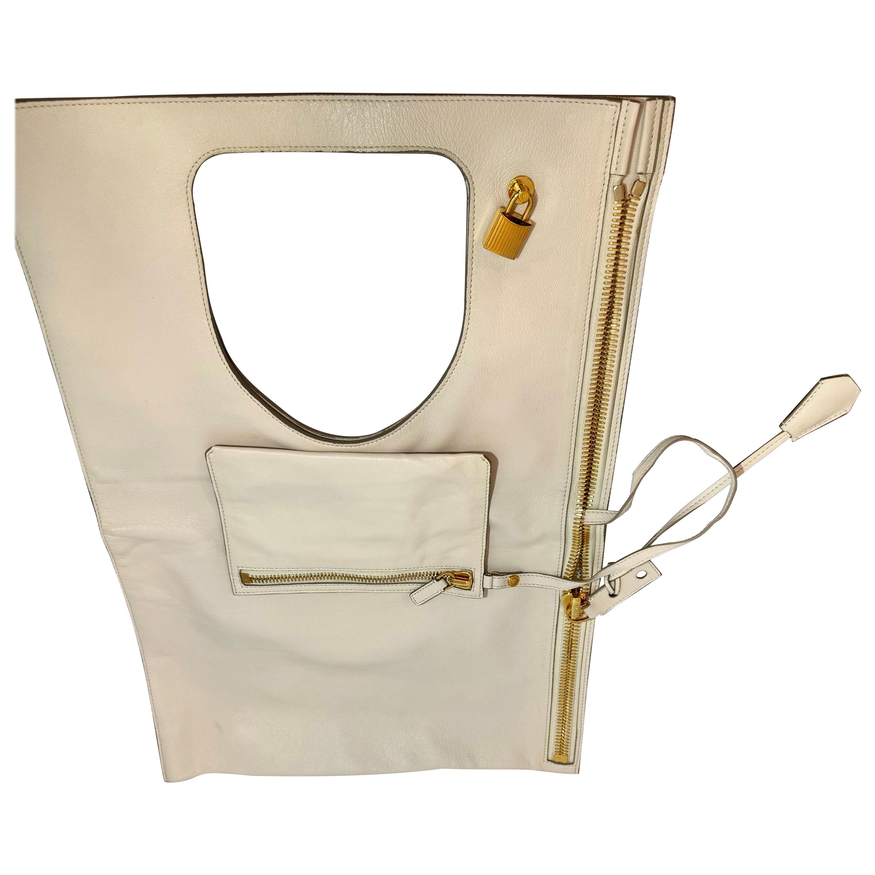 Authentic TOM FORD Alix flat tote Shoulder bag , ALIX Leather Handbag White, New For Sale