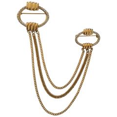1980s Monile Gold tone double Brooch 6