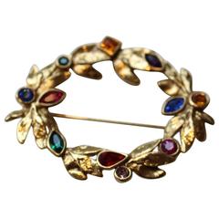 Yves Saint Laurent  Laurel Wreath Gold Plated Brooch