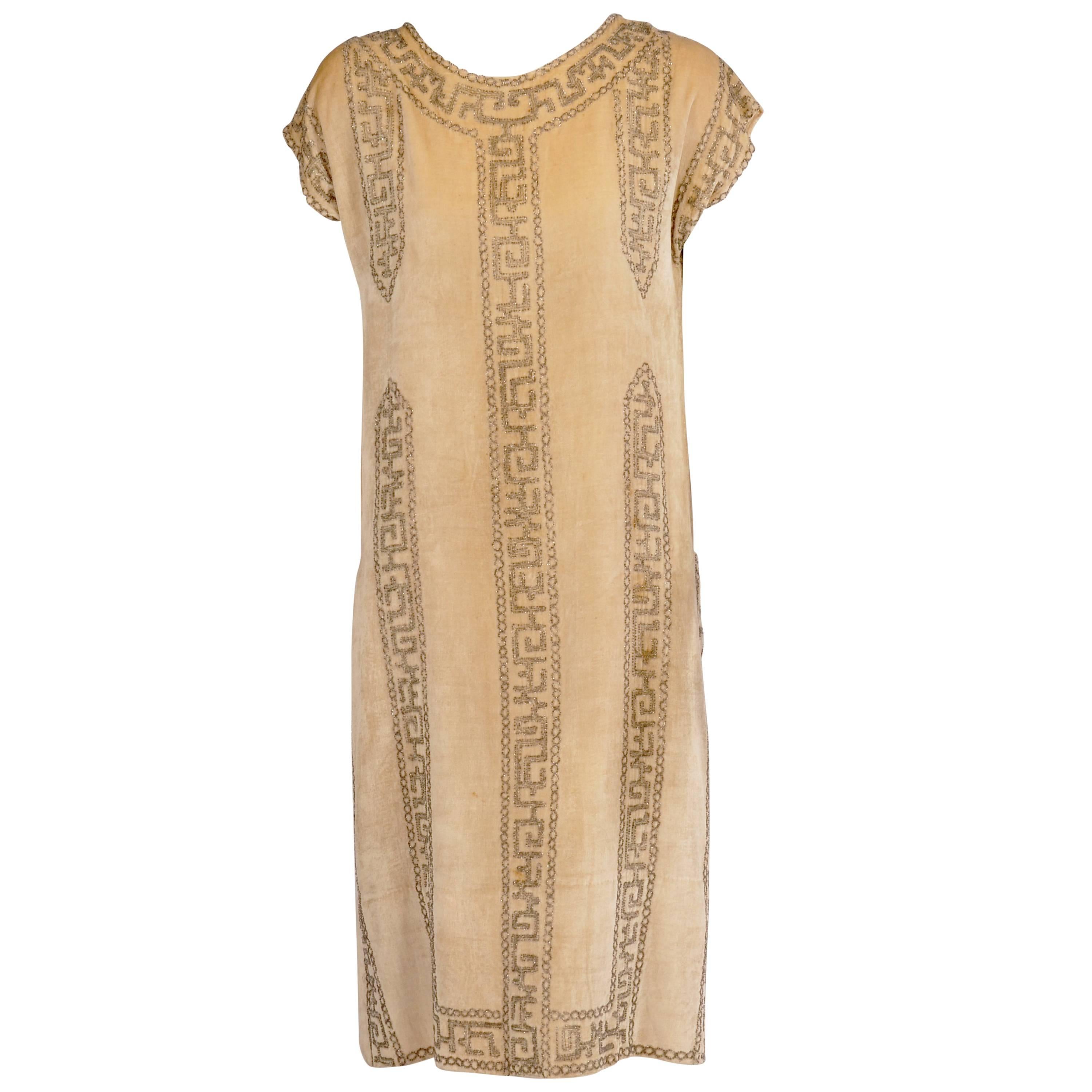 1920's Rue de la Paix French Beaded Velvet Flapper Dress