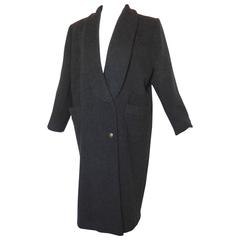 Christian Dior Ladies Long Coat Charcoal Gray Wool Double Breasted Size 12 80s 11