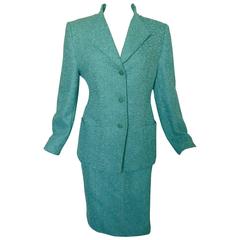 Louis Feraud Ladies Jacket + Skirt Suit 2pc Woven Wool Silk Blend EU44 US14 10