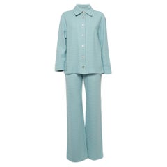 Alexis Blue Cotton Crochet Shirt and Kiana Pants Set M/S