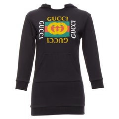 GUCCI Kids Alessandro Michele vintage box logo black hoodie 8Y XS