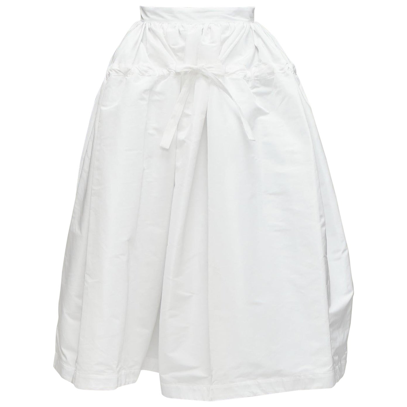 ALEXANDER MCQUEEN white drawstring tie detail puff flared full skirt IT38 XS For Sale