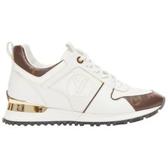 LOUIS VUITTON Run Away marrón LV logo monograma blanco cuero grueso zapatillas EU38