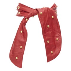 PHILOSOPHIE Di Lorenzo Serafini ceinture large en cuir souple rouge à dôme doré S