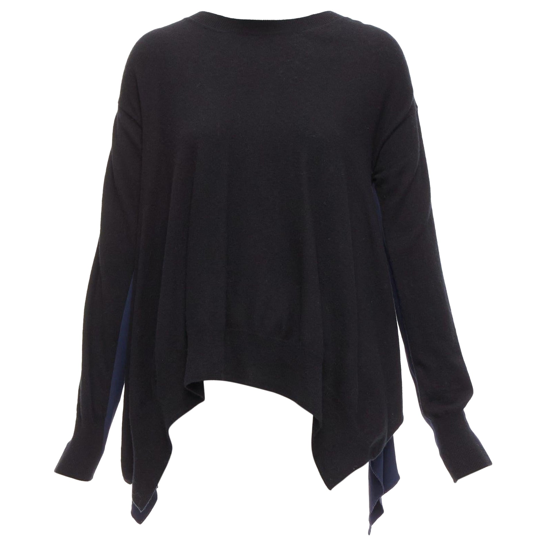 STELLA MCCARTNEY 2014 black navy virgin wool handkerchief sweater top IT42 M For Sale