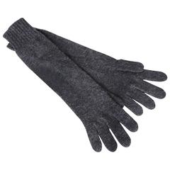 Hermes Ladies Cashmere Wool Gloves Gris Charcoal Gray Size 00 One Size 11