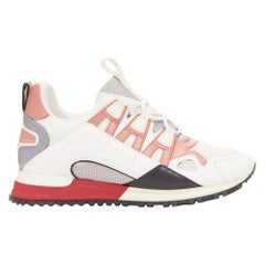 Used LOUIS VUITTON Run Away off white pink LV logo mesh leather sneakers EU38