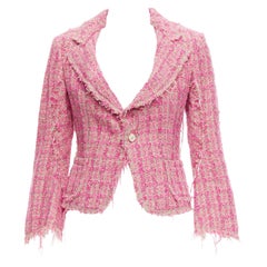 Used JUNYA WATANABE 2008 pink distressed tweed fitted cropped jacket S