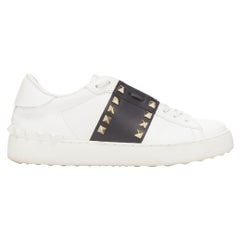 VALENTINO Rockstud Untitled Open black white leather studded sneakers EU37