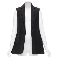 BALENCIAGA 2014 black virgin wool mohair bell shaped deep V blazer vest FR34 XS