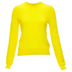 Pull-over à col ras du cou 100% laine jaune soleil OLD Celine Phoebe Philo S