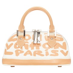 LOUIS VUITTON Stephen Spouse Alma Horizontal beige white graffiti leather bag