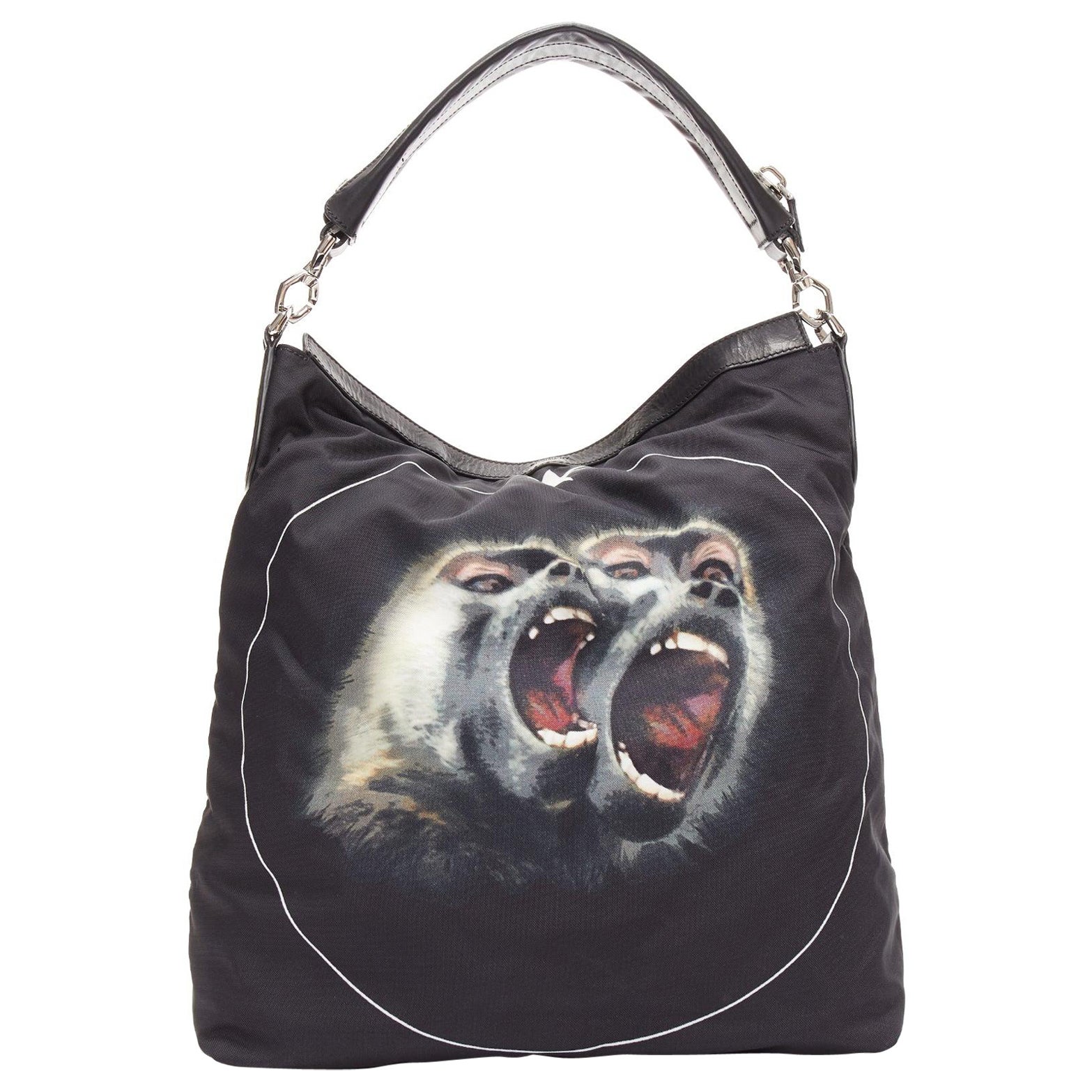 GIVENCHY Riccardo Tisci Monkey Brothers Nightingale nylon leather shoulder bag For Sale
