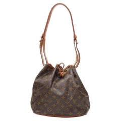 Vintage LOUIS VUITTON Petite Noe brown monogram canvas drawstring bucket bag