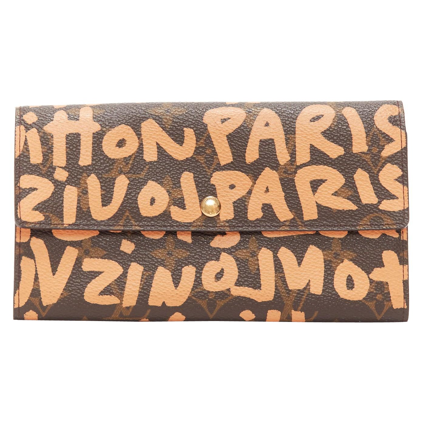 LOUIS VUITTON Stephen Sprouse orange graffiti brown monogram long wallet For Sale