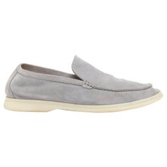 LORO PIANA Summer Walk grey suede cream rubber midsole loafers EU41
