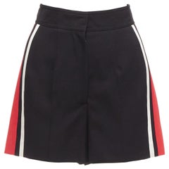 ALEXANDER MCQUEEN 2018 Rot-Weiß gestreifte breite Shorts aus schwarzer Schurwolle IT38 XS
