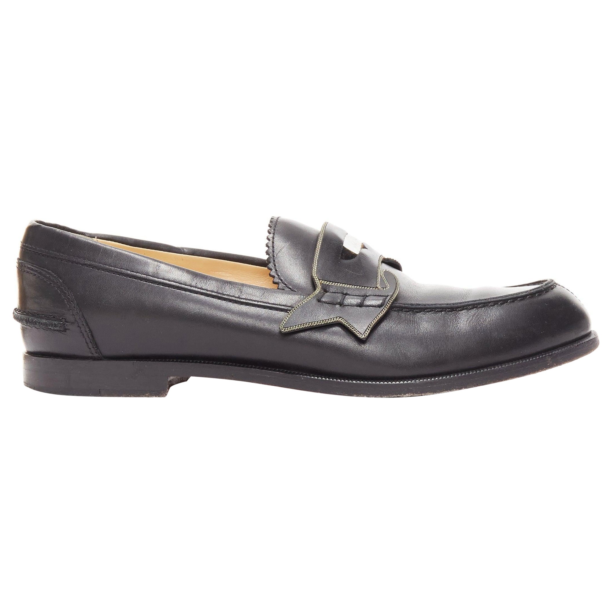 CHRISTIAN LOUBOUTIN Penny black smooth leather silver coin logo loafers EU35.5 For Sale