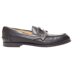 CHRISTIAN LOUBOUTIN Penny Loafers aus schwarzem, glattem Leder mit silbernem MünzLogo EU35.5