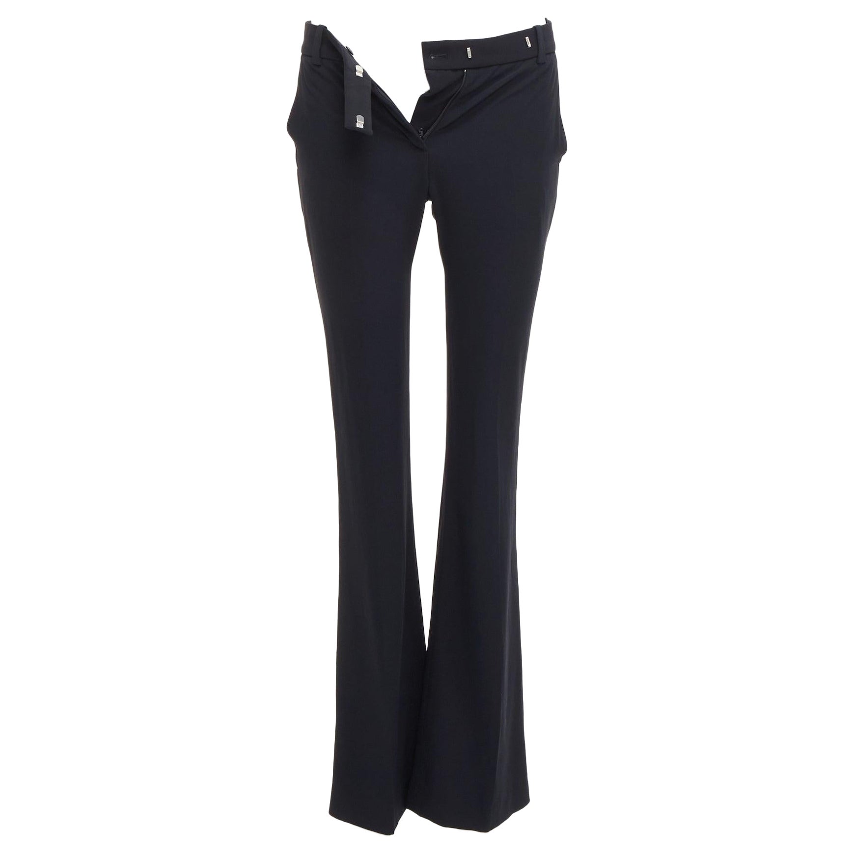 ALEXANDER MCQUEEN 2015 black minimal classic flared cropped dress pants IT36 XXS For Sale