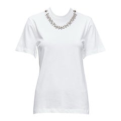 CHRISTOPHER KANE crystal rhinestone dome stud necklace white cotton tshirt XS