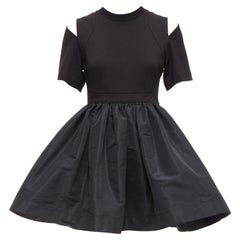 ALEXANDER MCQUEEN cold shoulder fit flared taffeta skirt skater dress IT36 XXS